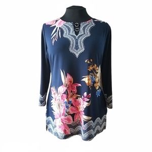 Navy Floral Tunic Top